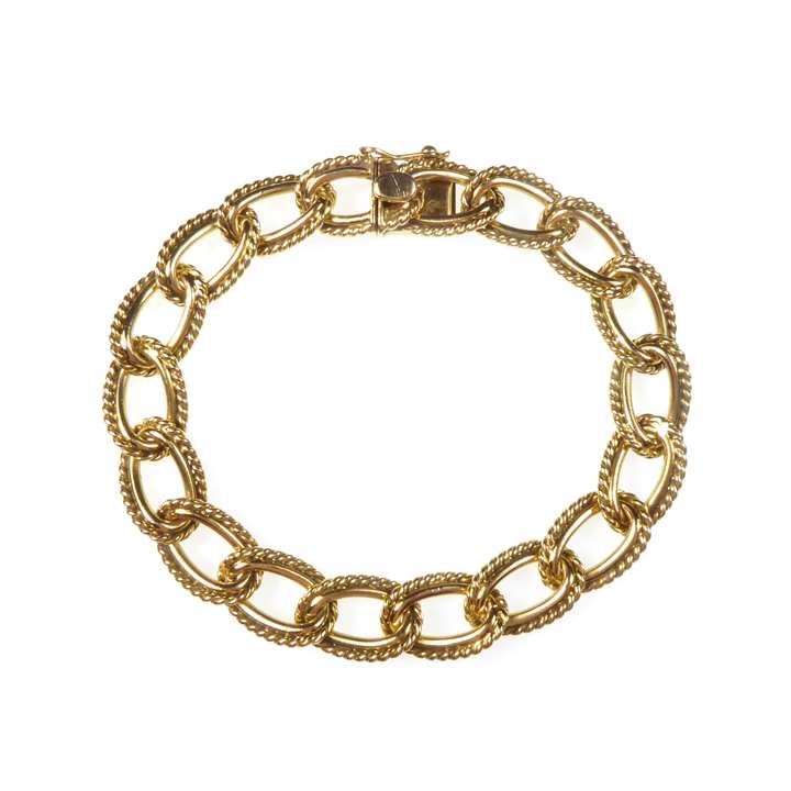 18ct large tracelink bracelet with ropetwist borders